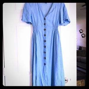 Blue jean style button up dress.